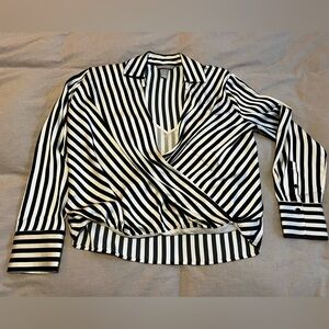 H&M Black and White Striped Blouse